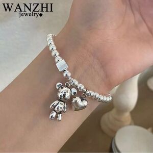 Cute Bear Heart Dangle Bracelet